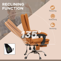 Vinsetto High Back Vibration Massage Office Chair, Heated Reclining PU Leather Computer Chair with 135√Ç¬∞ Reclining Back and Footrest, Light Brown