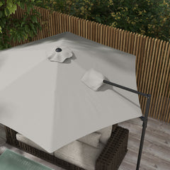 Outsunny 2.5M Garden Cantilever Parasol, Offset Roma Patio Umbrella Hanging Sun Shade Canopy Shelter with 360√Ç¬∞ Rotation and Cross Base, Light Grey