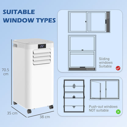 HOMCOM 8000 BTU Air Conditioning Unit, 3-in-1 Portable Air Conditioner, Dehumidifier, Cooling Fan with Remote Control, Digital Display, 2 Speeds, 24H Timer, Window Venting Kit, 18m√Ç¬≤
