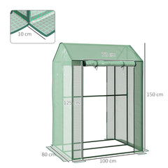 Outsunny Green House, Mini Greenhouse with 2 Roll-up Doors, Vent Holes and Reinforced Cover, 100 x 80 x 150cm