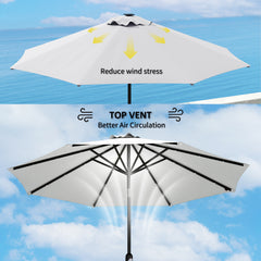 Outsunny 3 m Replacement Parasol Canopy with Top Vent, UPF 50+ Garden Parasol Replacement Canopy, 8 Rib Parasol Cover Replacement Fits Various Frames, Cream