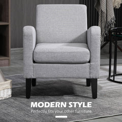 HOMCOM Linen-Look Boxy Armchair - Light Grey