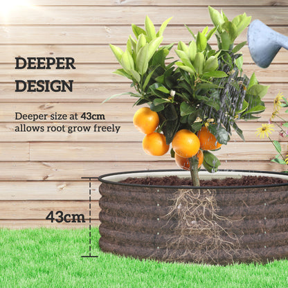 Outsunny Galvanised Raised Garden Bed with Safety Edging, Outdoor Raised Planter Box with Gloves, 120 x 120 x 43cm, Cream White
