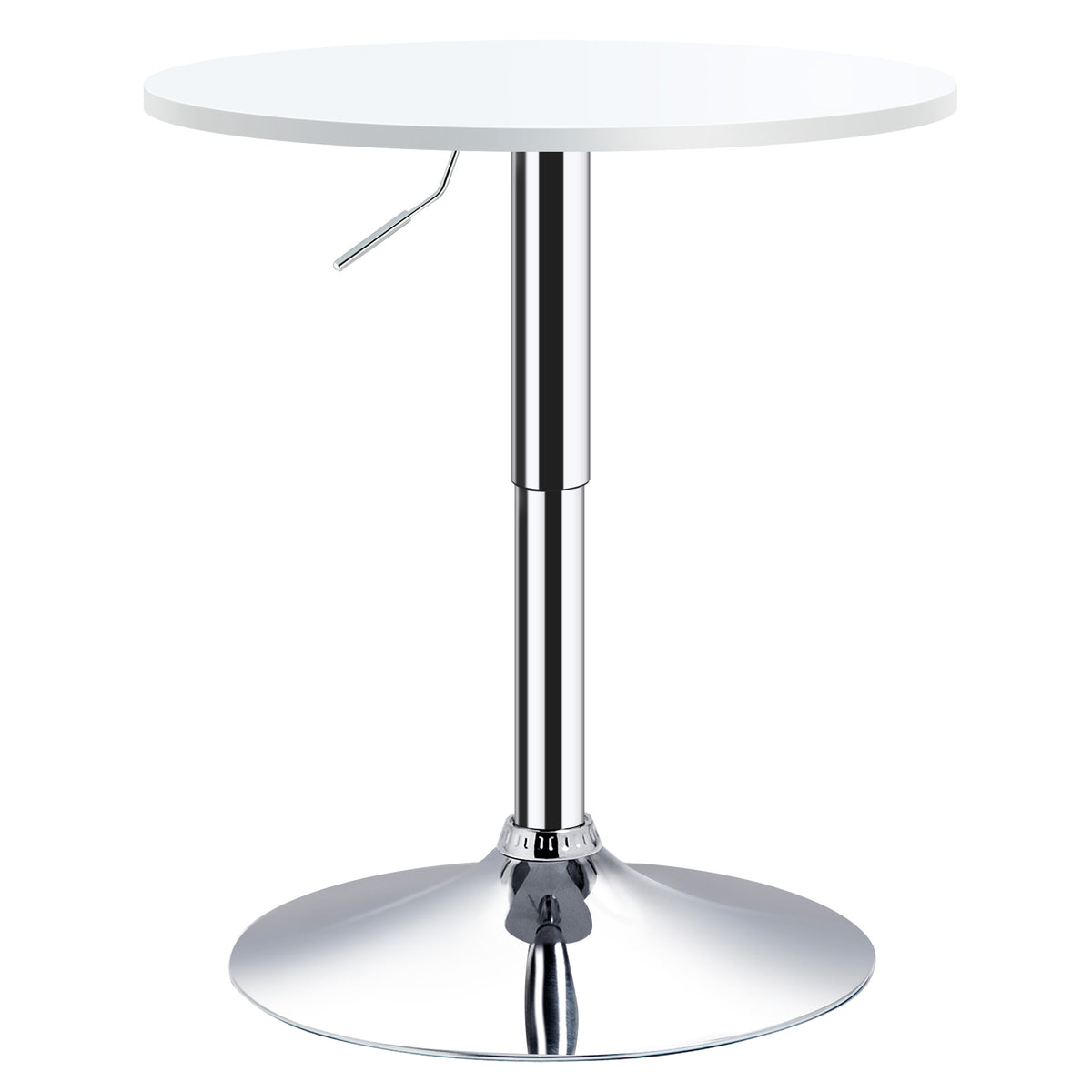 HOMCOM Bar Table 60cm Adjustable Height Round Bistro Table w/ Swivel Top Metal Frame Counter Surface Stylish Kitchen Conservatory White