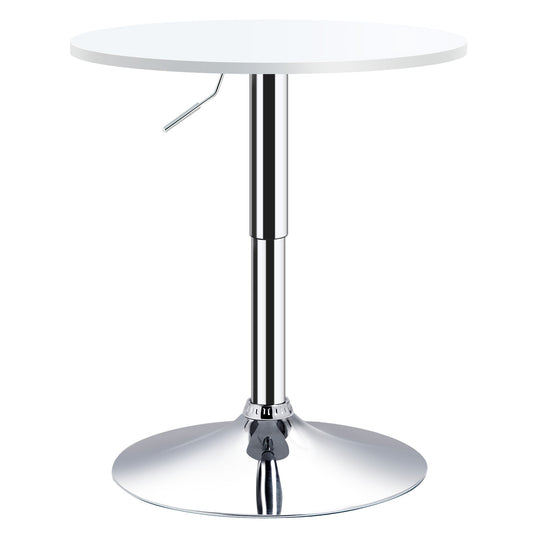 HOMCOM Bar Table â60cm Adjustable Height Round Bistro Table w/ Swivel Top Metal Frame Counter Surface Stylish Kitchen Conservatory White