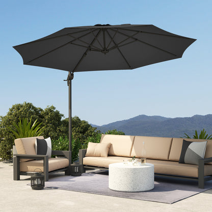 Outsunny 3 x 3(m) Cantilever Parasol with Cross Base, Garden Umbrella with 360√Ç¬∞ Rotation, Crank Handle and Tilt for Outdoor, Black
