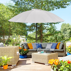 Outsunny 2.5m Tilting Parasol, with Pleated Canopy - Light Grey