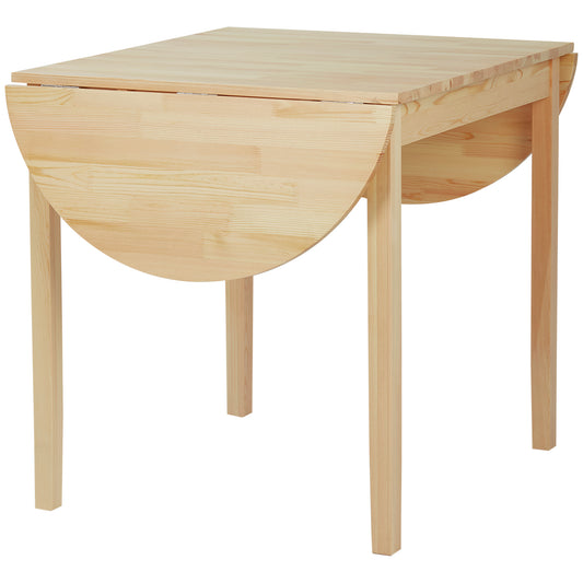 HOMCOM 4-6 Person Wooden Drop-Leaf Table - Natural Finish