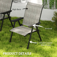 Outsunny Set of Four Folding Outdoor Chairs - Black/Grey