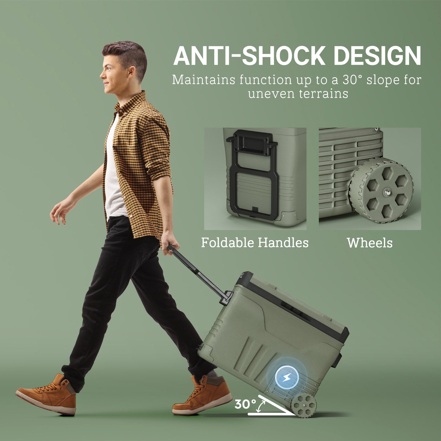Outsunny 45L Car Fridge Freezer Dual Zone, Portable Camping Fridge 12V/24V DC & 100-240V AC, Electric Cool Box -20√¢‚Äû∆í-20√¢‚Äû∆í with Wheels and LED Light, for Travel, RV, Road Trip, Picnic