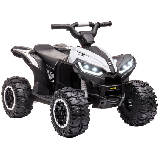 HOMCOM 12V Ride-On Quad Bike w/ Music, Horn, for Ages 3-5 Years - White