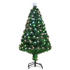 HOMCOM 4FT Pre-Lit Artificial Christmas Tree w/Fibre Optic Decorations LED Light Holiday Home Xmas Decoration-Green