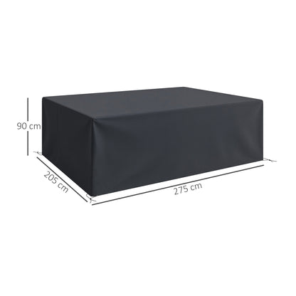 Outsunny 600D Oxford Outdoor Garden Furniture Sofa Set Cover, Waterproof Anti-UV Rattan Sun Lounger Protection Protector Cover, 275L x 205W x 90Hcm, Black