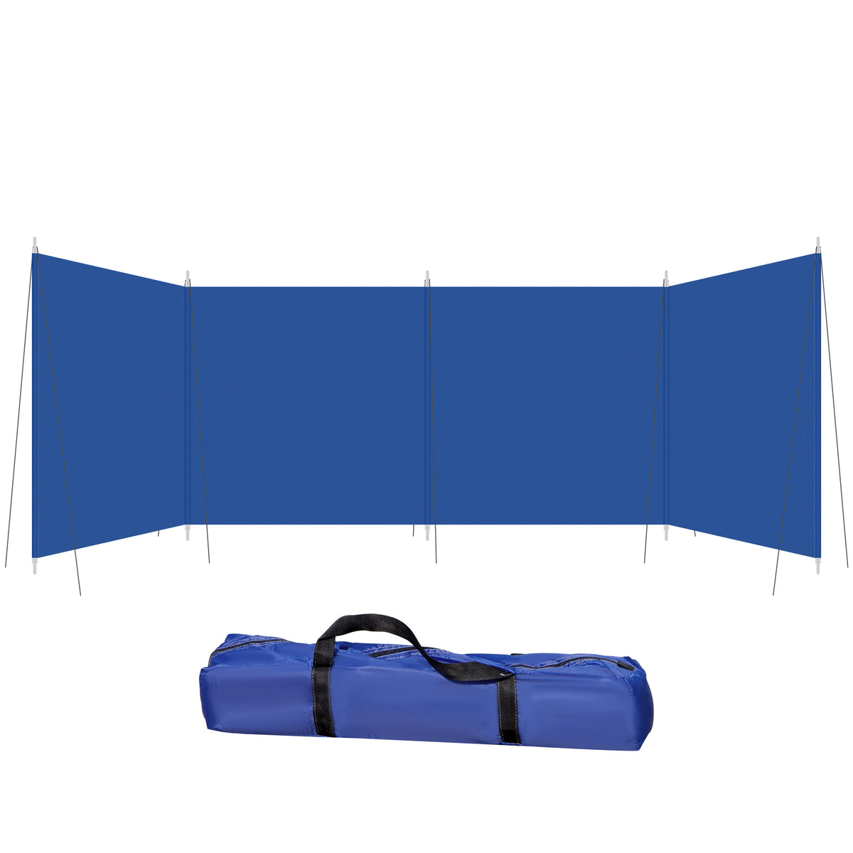 Outsunny Camping Windbreak, Foldable Portable Wind Blocker w/ Carry Bag and Steel Poles, Beach Sun Screen Shelter Privacy Wall, 620cm x 150cm