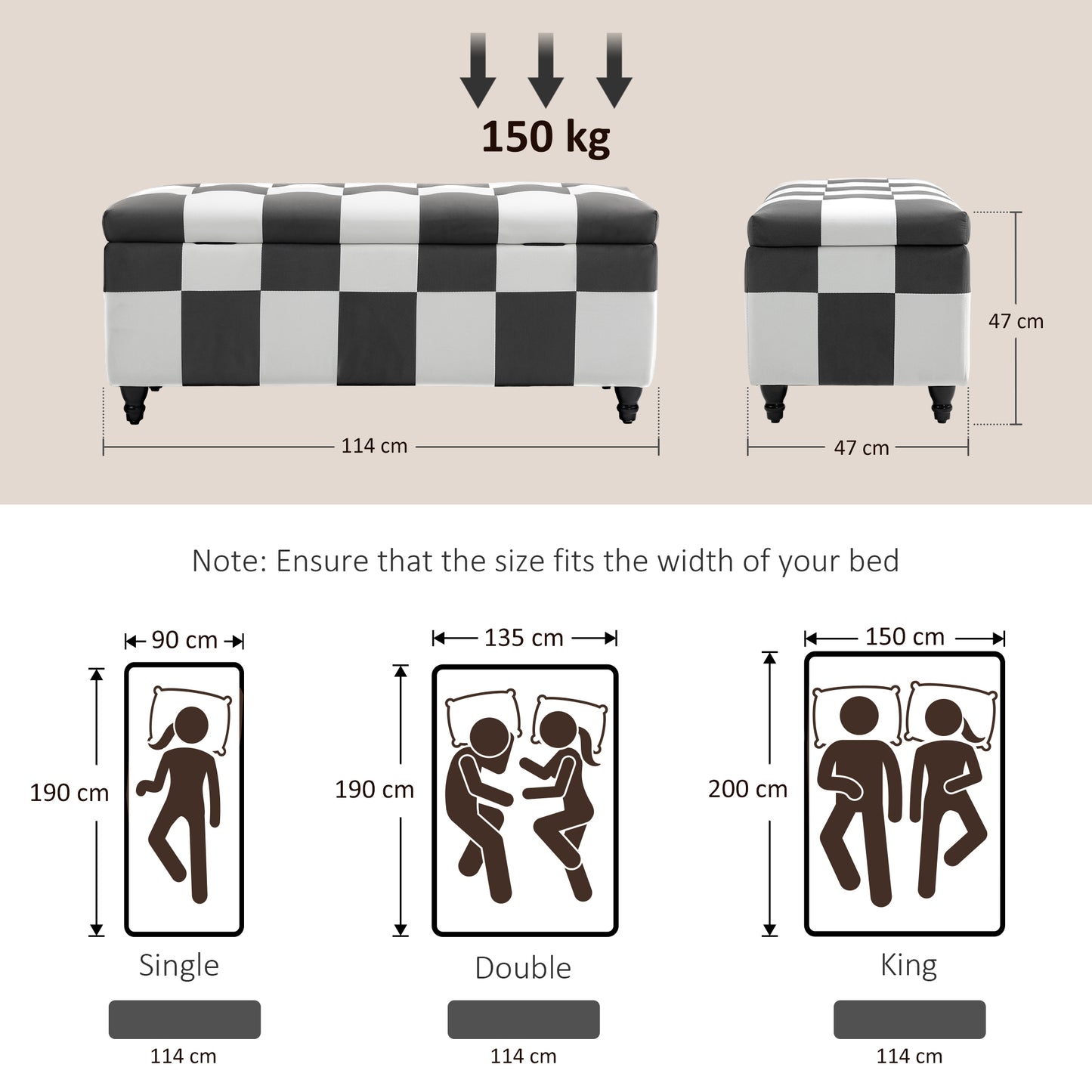 HOMCOM 114 x 47 x 47cm Velvet Storage Ottoman, Button-tufted Footstool Box, Toy Chest with Lid for Living Room, Bedroom, Dark Grey and White