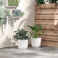 Outsunny Set of Two √ê¬§22cm Planters - White