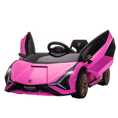 HOMCOM Lamborghini Sian Licensed 12V Kids Electric Ride On Car 2 Motors Toy Car with Remote Control Music Lights MP3 for 3-5 Years Pink