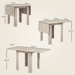 HOMCOM Four-Seater Drop Leaf Dining Table - Wood Effect