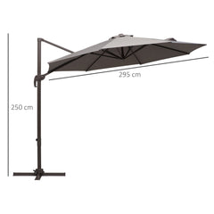 Outsunny 3m Cantilever Aluminium Frame Outdoor Garden Parasol Grey