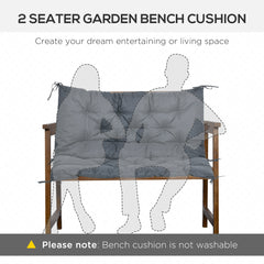 Outsunny 2 Seater Bench Cushion, Garden Chair Cushion with Back and Ties for Indoor and Outdoor Use, 98 x 100 cm, Dark Grey