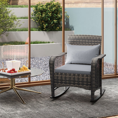 Outsunny Rattan Rocking Chair - Light Grey