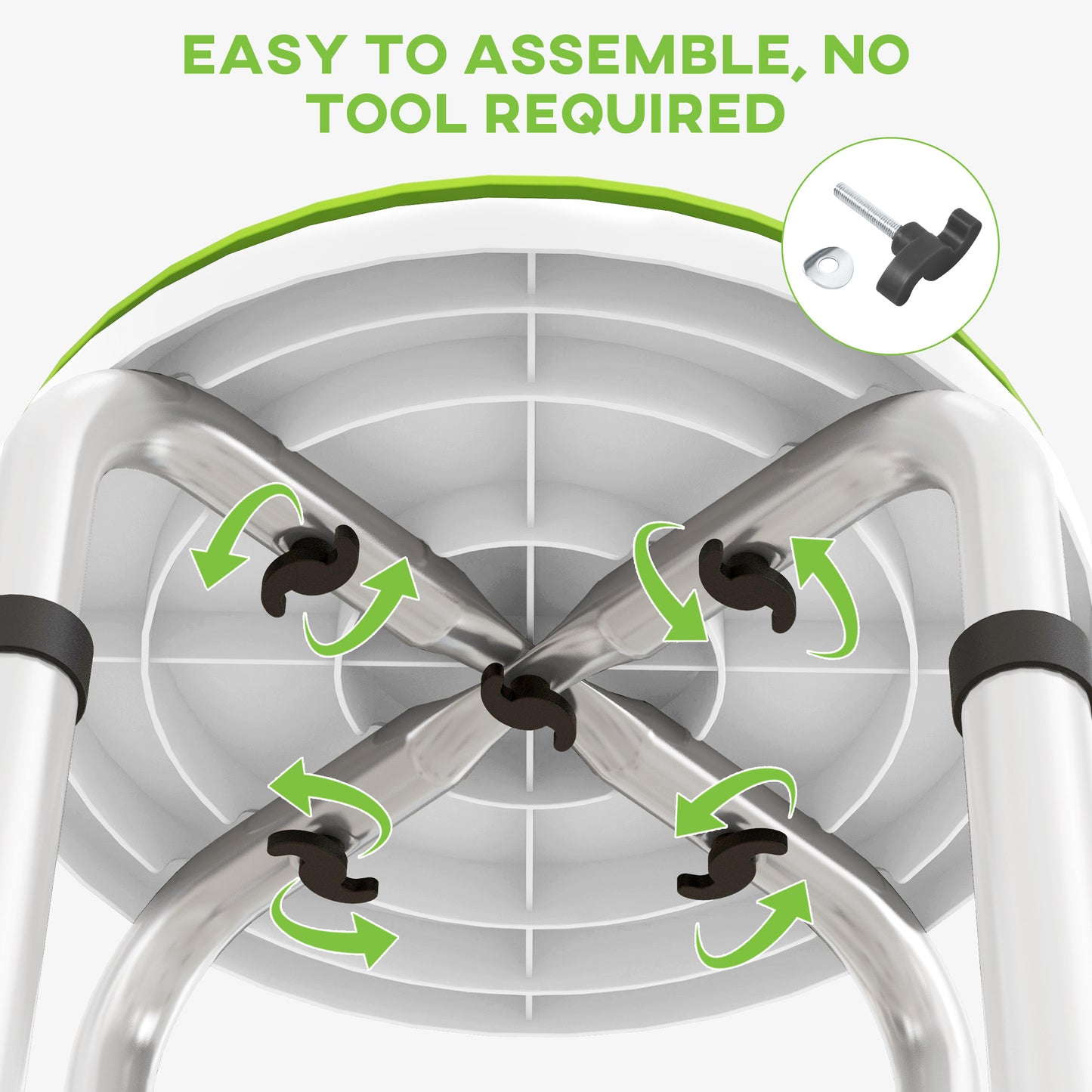 HOMCOM 360√Ç¬∞ Swivel Shower Chair, Height Adjustable Aluminium Shower Stool with Non-Slip Feet for Disabled, Elderly, Green