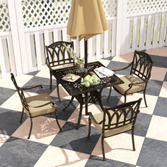 Outsunny Five-Piece Cast Aluminium Garden Dining Set - Bronze Tone