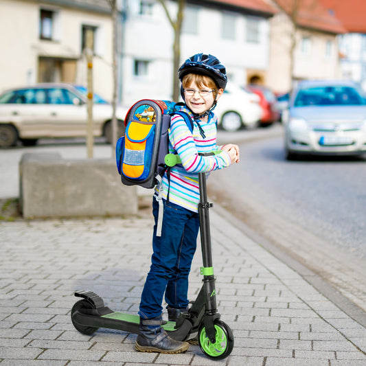 HOMCOM Folding Electric Scooter with Brake, for Ages 6+ Years, 8km/h Maximum Speed, Green