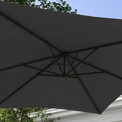 Outsunny 3(m) Cantilever Overhanging Parasol, with Cross Base - Grey