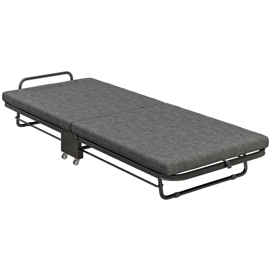 HOMCOM Single Temporary Folding Bed - Grey