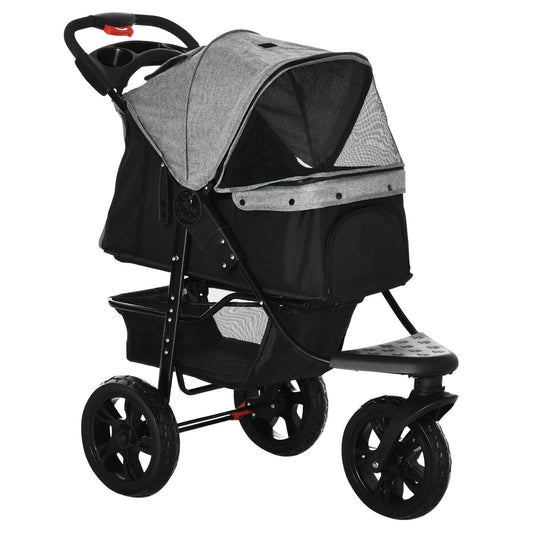 عربة أطفال PawHut Dog Pram Dog Stroller، عربة أطفال للكلاب ذات 3 عجلات مع فرامل، للكلاب الصغيرة والقطط، باللون الأحمر