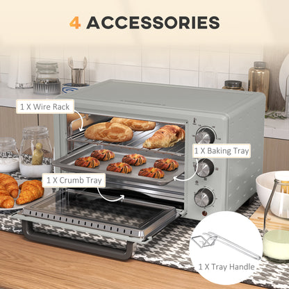 HOMCOM 21L Mini Countertop Oven, 100√Ç¬∞C-230√Ç¬∞C Adjustable Temp - Silver Tone