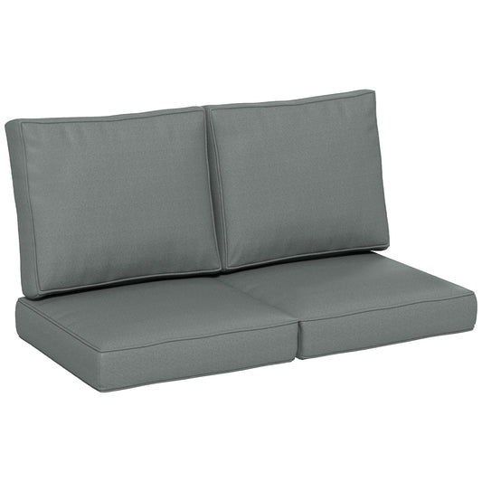 Outsunny 2 Seater Back and Seat Cushion Pillows Replacement, Patio Chair Cushions Set for Indoor Outdoor, Charcoal Grey