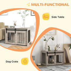 PawHut Dog Crate Furniture with Removable Cushion for Medium Dogs, 80 x 54 x 57cm - Brown