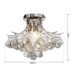 HOMCOM Crystal Chandeliers, K9 Droplets Ceiling Light with 3 E14 Bulb Base, Pendant Lights for Living Room, Bedroom, Dining Room, Hallway, Kitchen