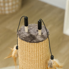 PawHut 78cm 2-in-1 Cat Scratching Post with 3 Toy Feathers, Brown