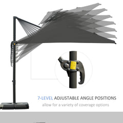 Outsunny Cantilever Parasol 360 Degree Rotation Angle Adjustment Outdoor Market Garden Umbrella - Dark Grey