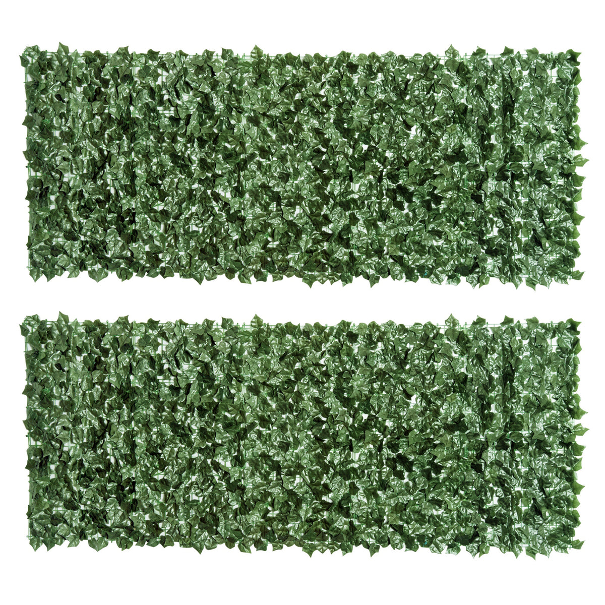 Outsunny 2-Piece Artificial Leaf Hedge Screen Privacy Fence Panel for Garden Outdoor Indoor Decor, Dark Green, 2.4M x 1M