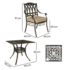 Outsunny Five-Piece Cast Aluminium Garden Dining Set - Bronze Tone