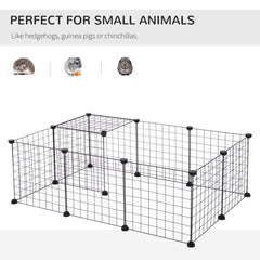 PawHut DIY Pet Playpen Metal Wire Fence 12 Panel Enclosure Indoor Outdoor Guinea Pig Bunny Small Animals Cage Black