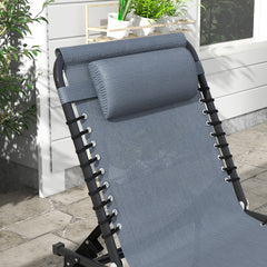 Outsunny Set of Two Folding Sun Loungers, with Four-Position Backs - Grey