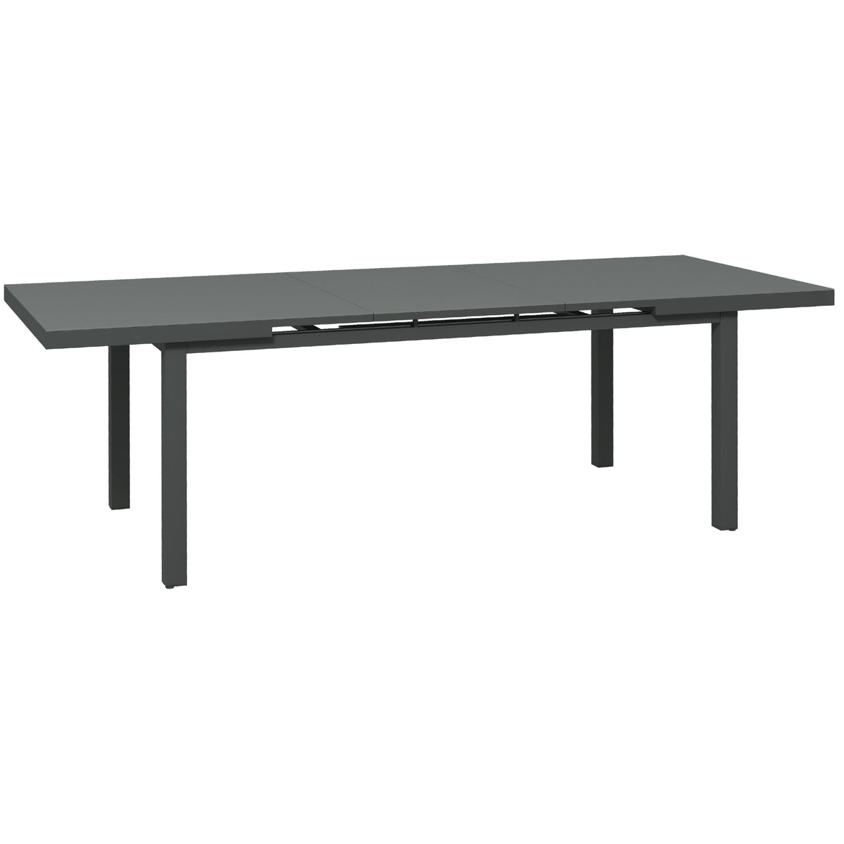 Outsunny Aluminium Garden Table for 6-8, Extending Outdoor Dining Table Rectangle for Lawn Balcony - Charcoal Grey