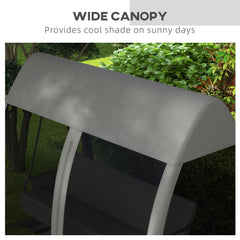 Outsunny Three-Seater Convertible Swing Chair/Bed, with Curtained Canopy - Grey