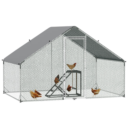 PawHut Walk In Chicken Run مع رف أنشطة الدجاج والغطاء، 3 × 2 × 2 متر