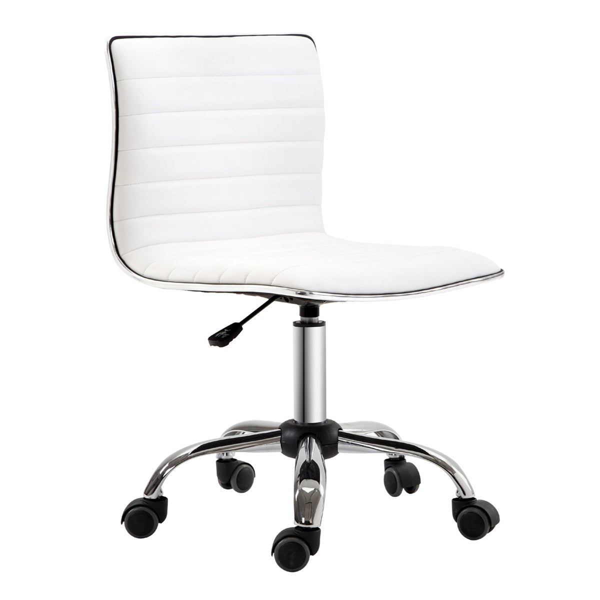 HOMCOM Adjustable Swivel Office Chair with Armless Mid-Back in PU Leather and Chrome Base - White