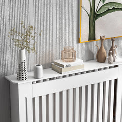 HOMCOM Slatted Radiator Cover Painted Cabinet MDF Lined Grill in White (112L x 19W x 81H cm)