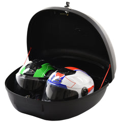 HOMCOM 48L Motorcycle Trunk Travel Luggage Storage Box Motorbike Accessory Large Storage Space For 2 Half Helmet - Black