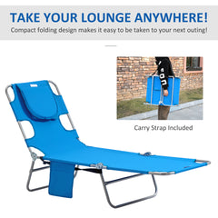 Outsunny Foldable Sun Lounger with Reading Hole - Blue