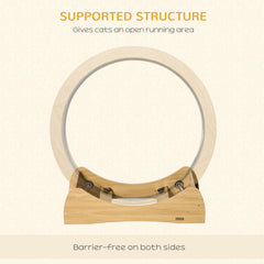 عجلة جري خشبية للقطط من PawHut مقاس 30 بوصة مع فرامل، لمسة نهائية من الخشب الطبيعي