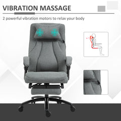 Vinsetto Office Chair, Fabric Desk Chair with Adjustable Massage Pillow, USB Power and Retractable Footrest, High Back, 360√Ç¬∞ Swivel, for Home, Grey